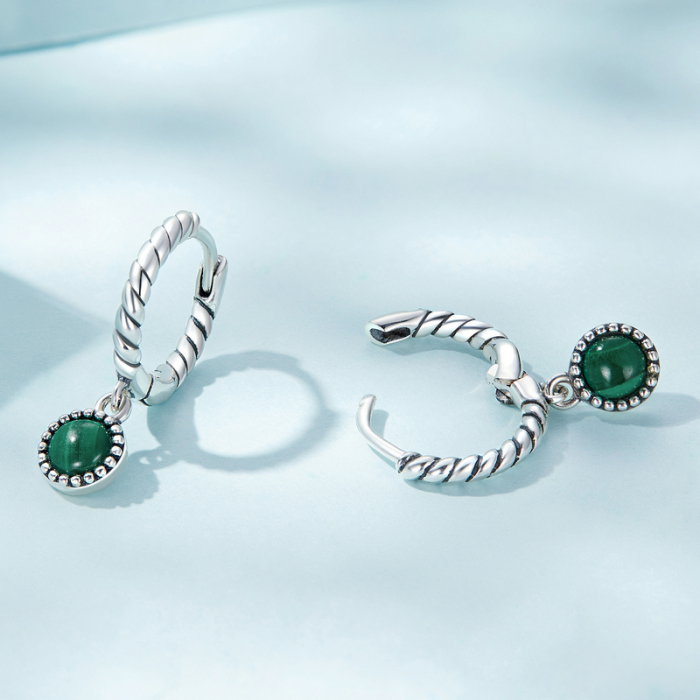 Cercei argint rotunzi cu malachit [4]