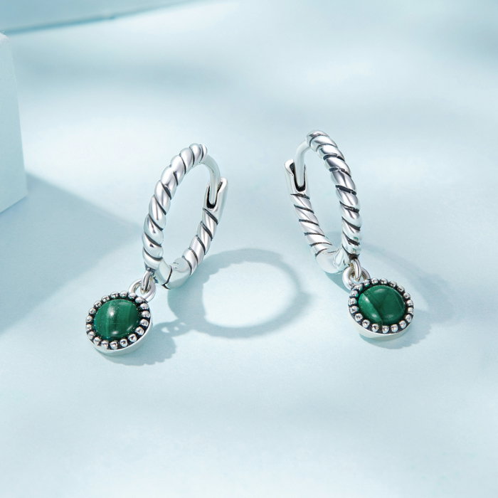 Cercei argint rotunzi cu malachit [6]