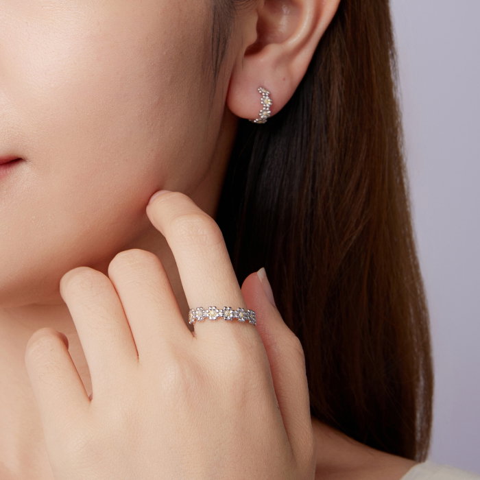 Cercei argint rotunzi cu margarete [11]