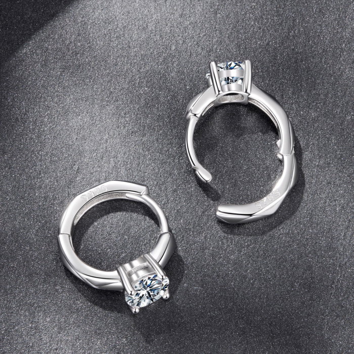 Cercei argint rotunzi cu Moissanit [6]