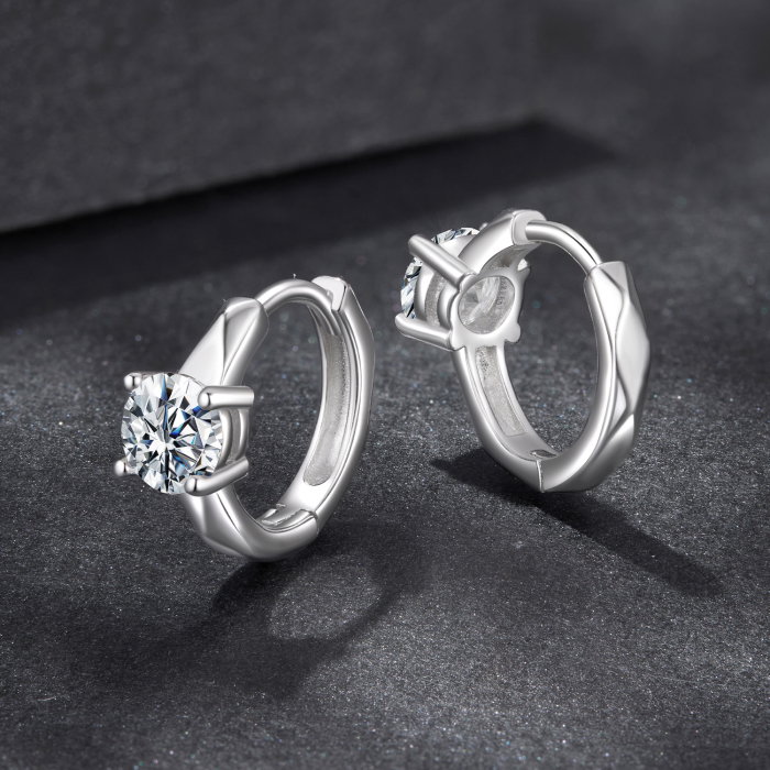 Cercei argint rotunzi cu Moissanit [5]