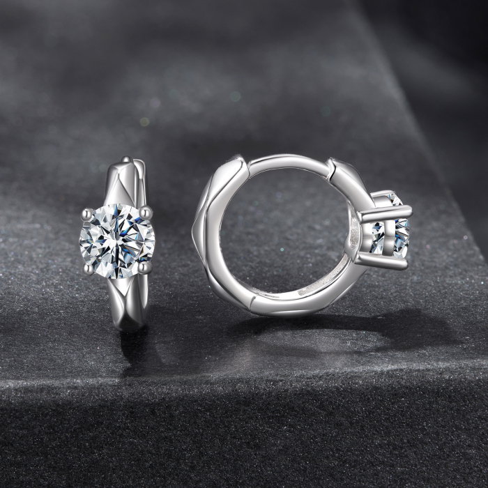 Cercei argint rotunzi cu Moissanit [3]