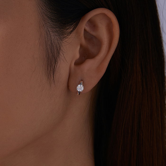 Cercei argint rotunzi cu Moissanit [4]