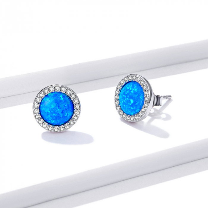 Cercei argint rotunzi cu opal [6]