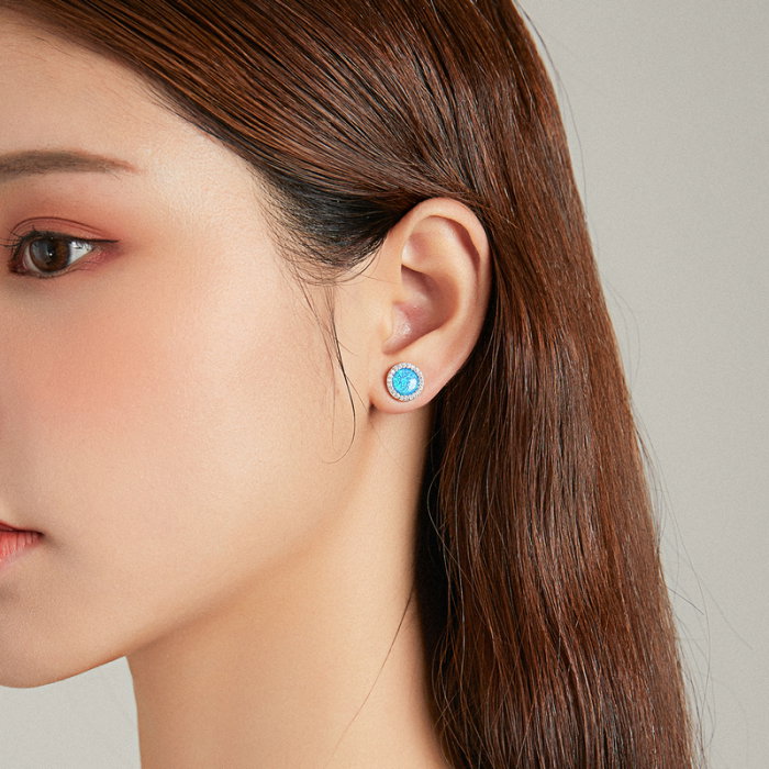 Cercei argint rotunzi cu opal [2]