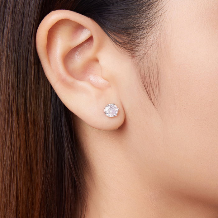 Cercei argint rotunzi cu surub si Zirconia [8]