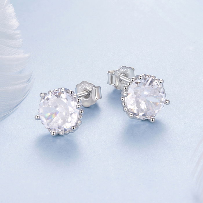 Cercei argint rotunzi cu surub si Zirconia [5]