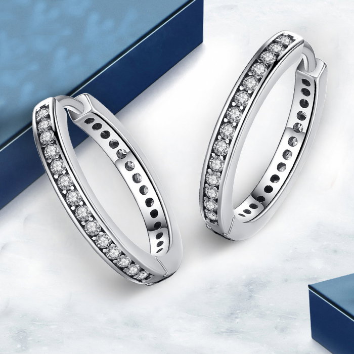 Cercei argint rotunzi cu zirconii [4]