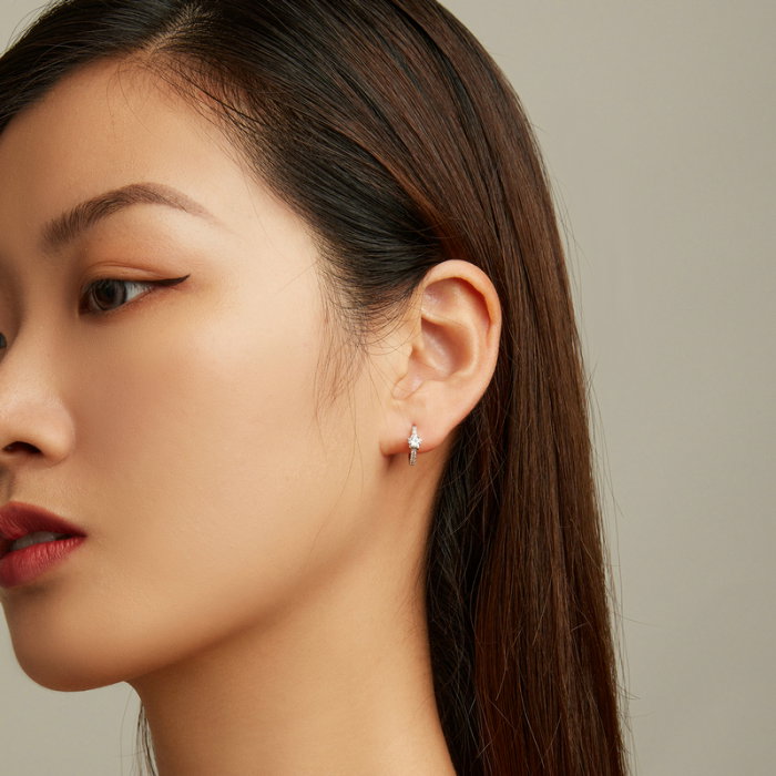 Cercei argint rotunzi cu stelute si zirconii [6]