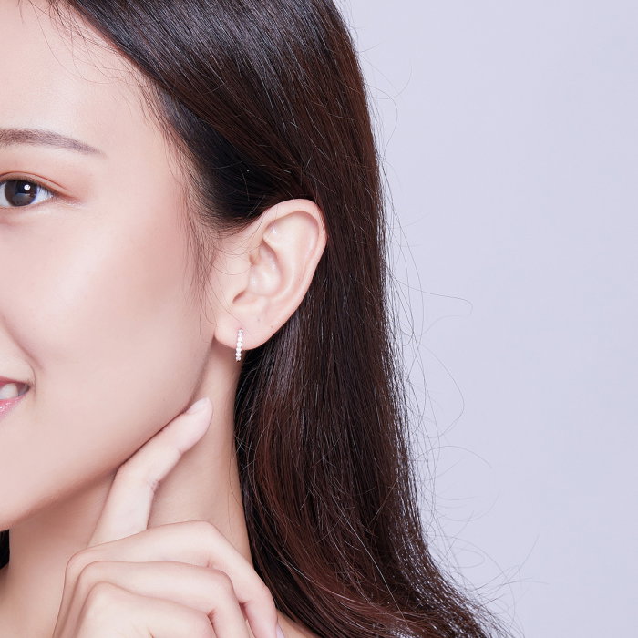 Cercei argint cu aur roz rotunzi cu zirconii [2]