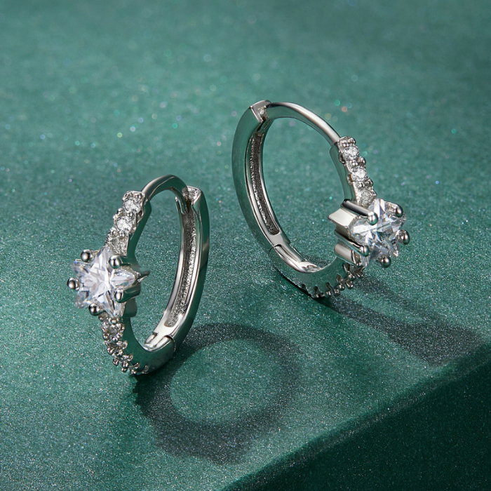 Cercei argint rotunzi cu stelute si zirconii [7]