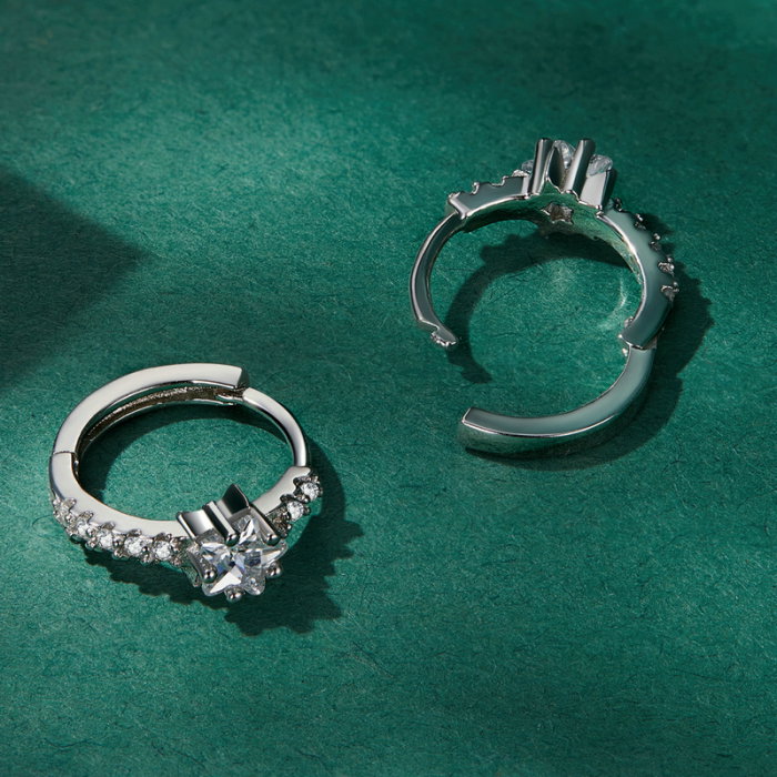 Cercei argint rotunzi cu stelute si zirconii [3]