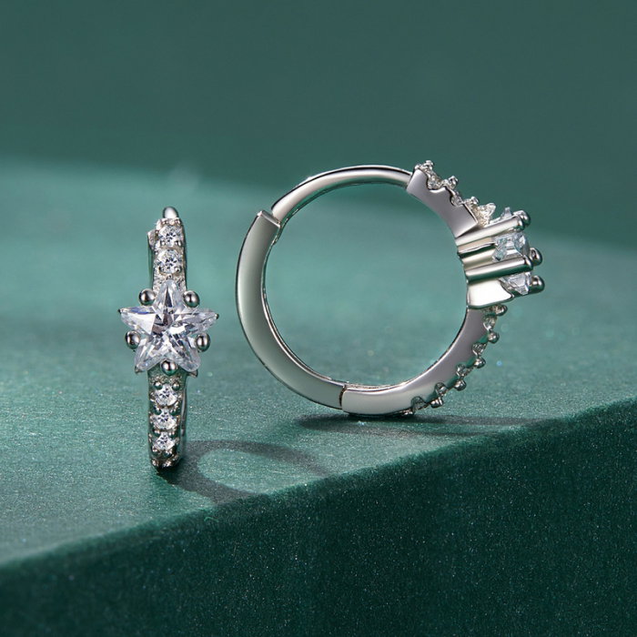 Cercei argint rotunzi cu stelute si zirconii [5]