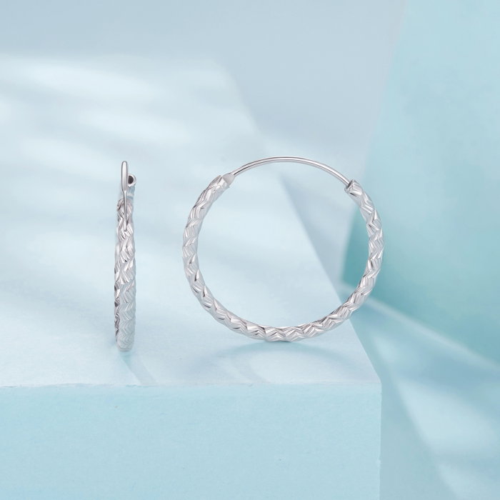 Cercei argint rotunzi floral gravat [3]