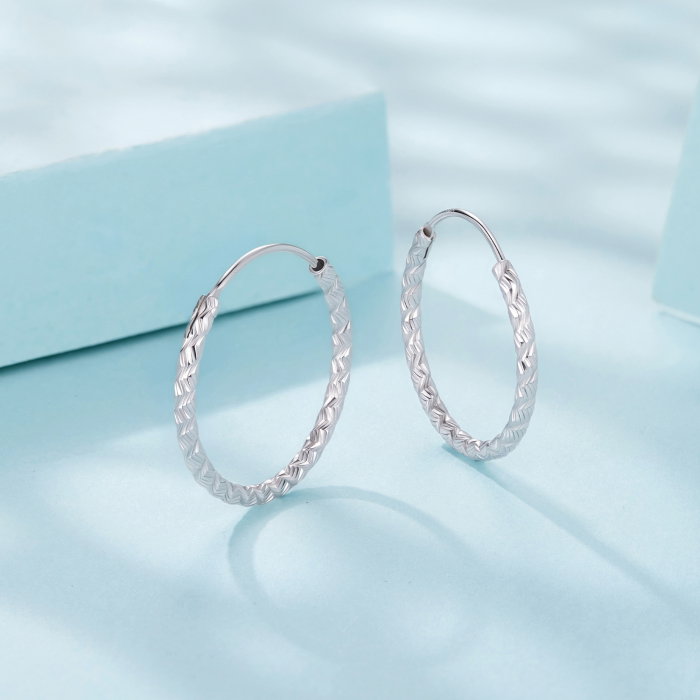 Cercei argint rotunzi floral gravat [5]