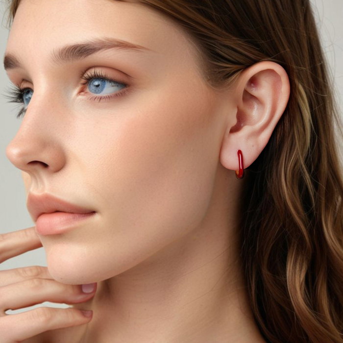 Cercei argint rotunzi Red [8]
