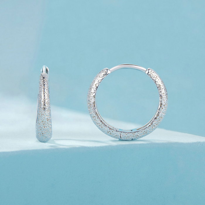 Cercei argint rotunzi textura simpla [3]