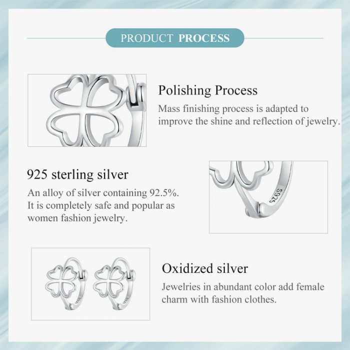 Cercei argint rotunzi trifoi cu patru foi [11]