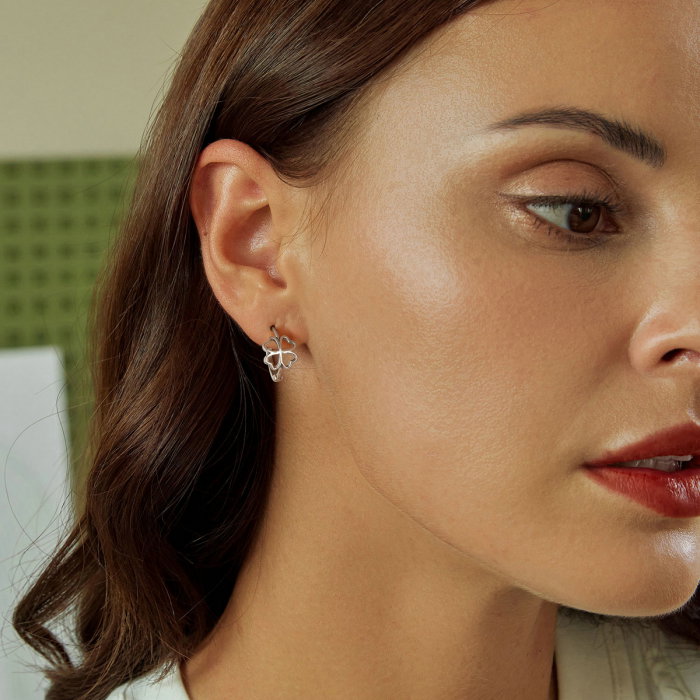 Cercei argint rotunzi trifoi cu patru foi [4]