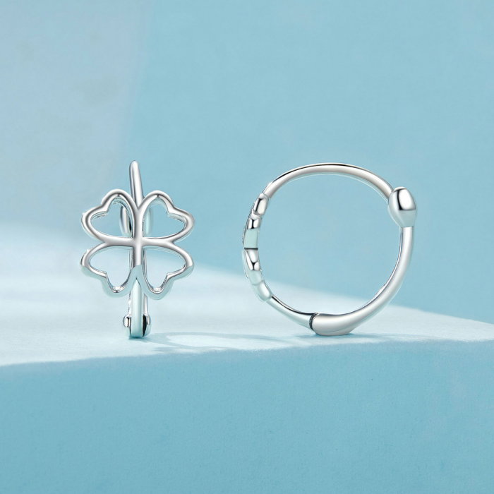 Cercei argint rotunzi trifoi cu patru foi [3]