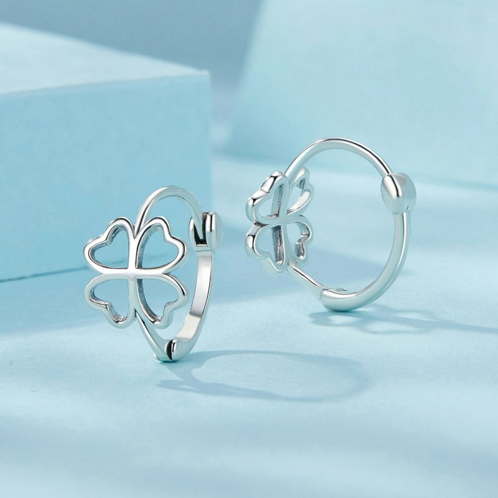 Cercei argint rotunzi trifoi cu patru foi [5]