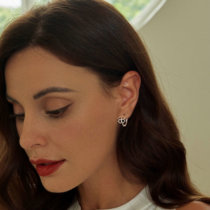 Cercei argint rotunzi trifoi cu patru foi [6]