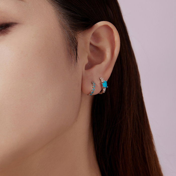 Cercei argint rotunzi Turcoaz [10]