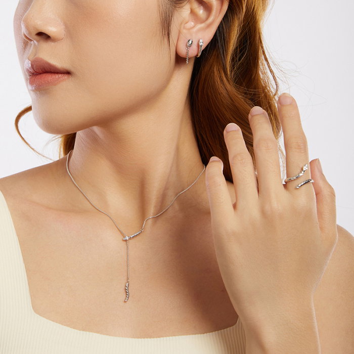 Cercei argint sarpe cu zirconii [24]