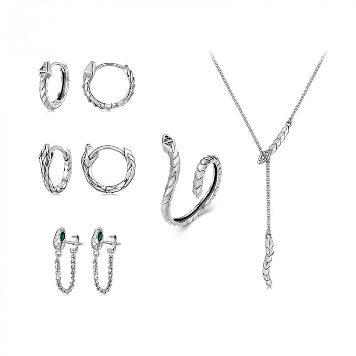 Cercei argint sarpe cu zirconii [20]