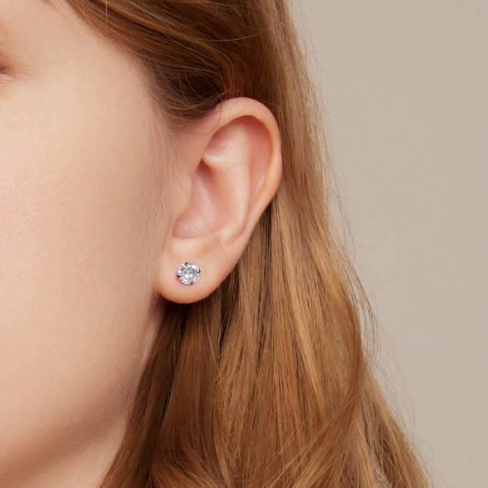 Cercei rotunzi negri din argint cu zirconii 6 mm [2]