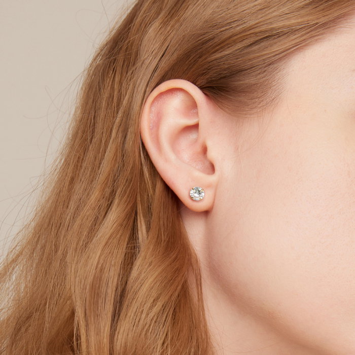 Cercei rotunzi aurii din argint cu zirconii 6 mm [2]