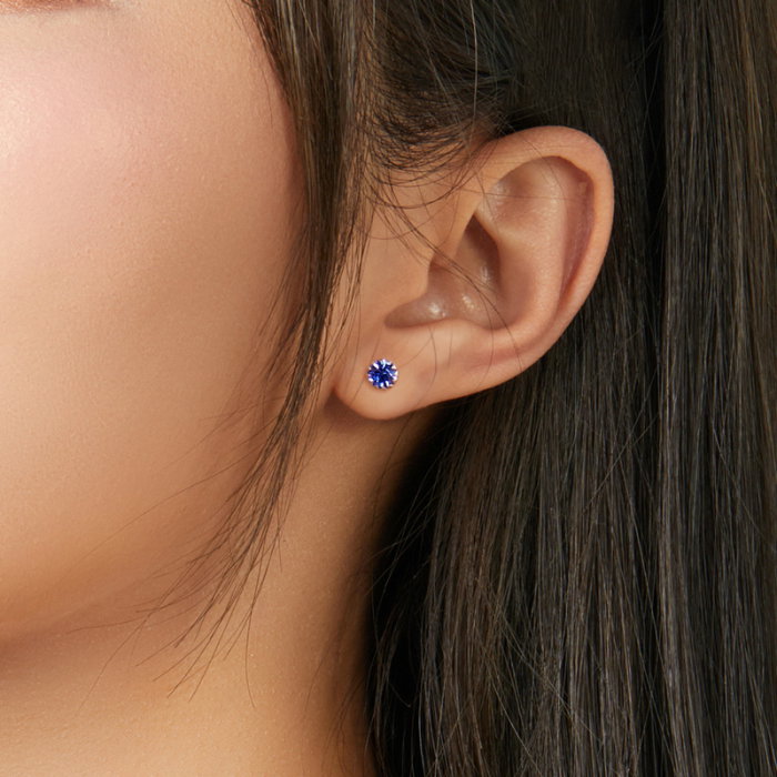 Cercei argint simpli cu zirconiu albastru [2]