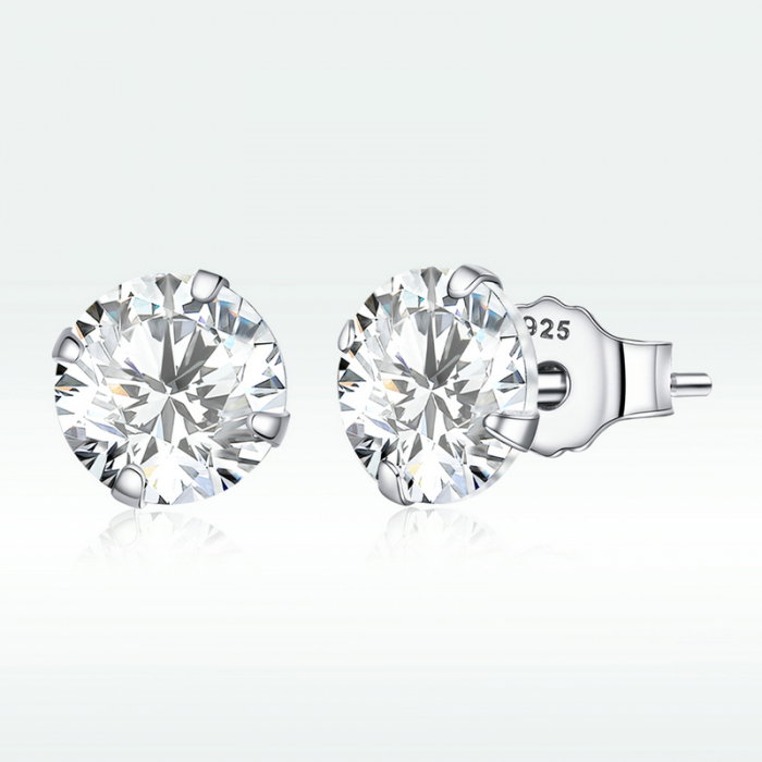 Cercei argint simpli cu zirconiu 6 mm [6]