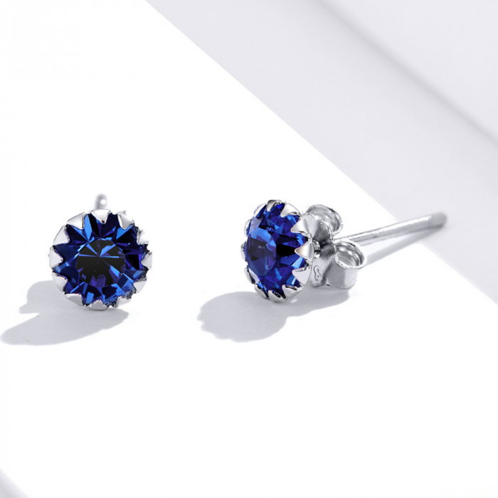 Cercei argint simpli cu zirconiu albastru [4]