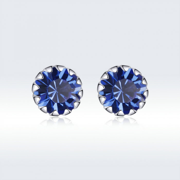 Cercei argint simpli cu zirconiu albastru [8]