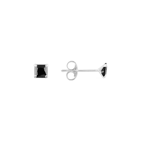 Cercei argint Solitaire cu zirconii 4 mm negre [1]