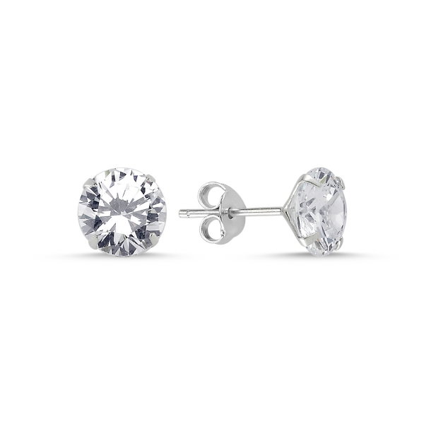 Cercei argint Solitaire rotunzi cu zirconii de 8 mm [1]
