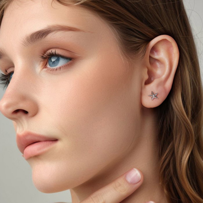 Cercei argint stea cu surub [2]