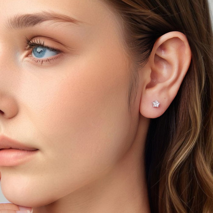 Cercei argint stea cu surub si Zirconia [6]