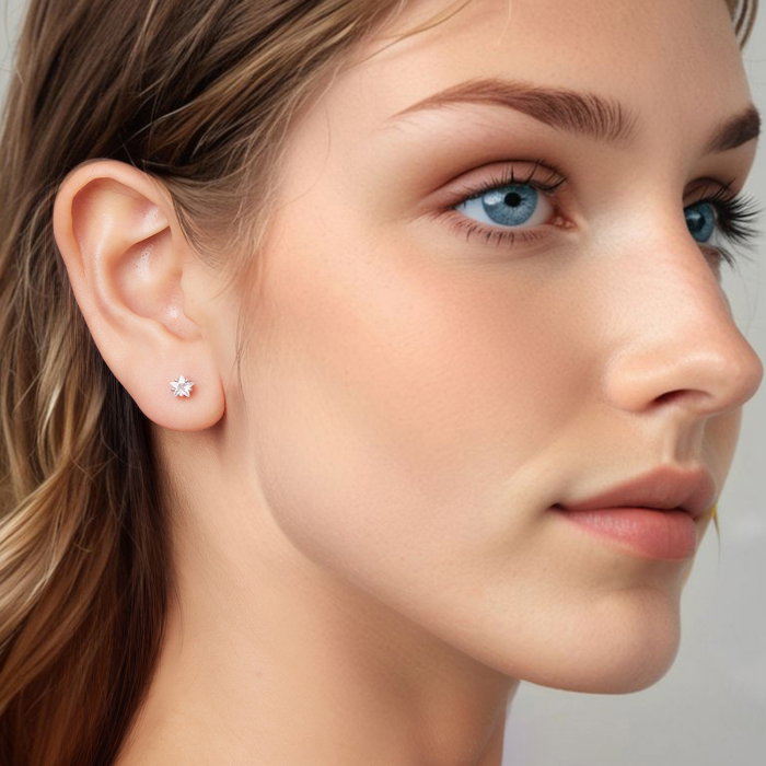 Cercei argint stea cu surub si Zirconia [4]