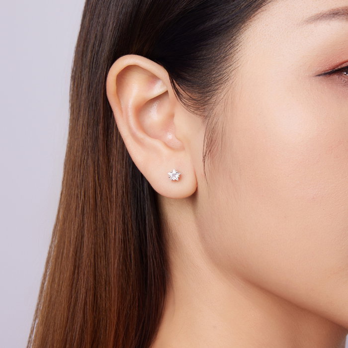 Cercei argint stea cu surub si Zirconia [8]