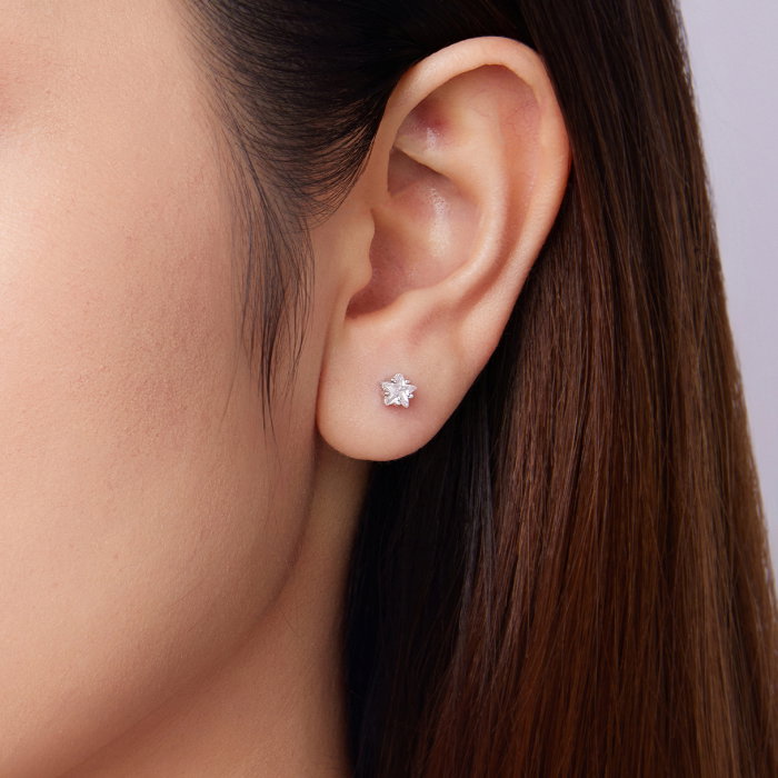 Cercei argint stea cu surub si Zirconia [9]