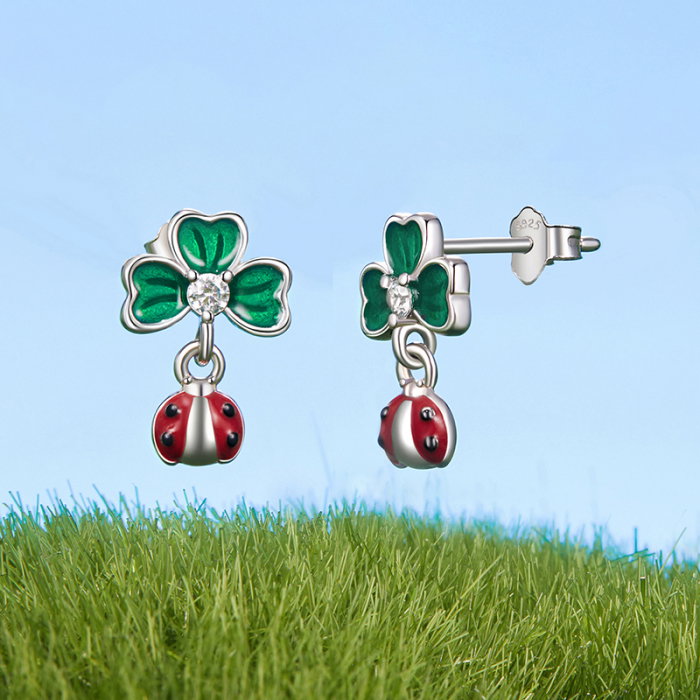 Cercei argint trifoi cu 4 foi si gargarita [5]