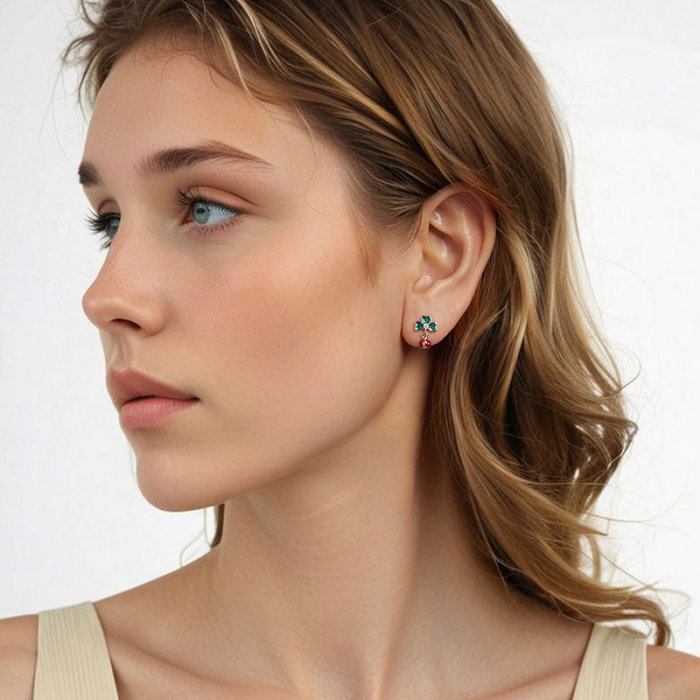 Cercei argint trifoi cu 4 foi si gargarita [6]