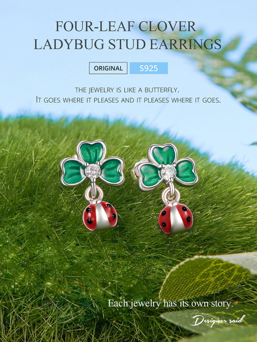 Cercei argint trifoi cu 4 foi si gargarita [10]