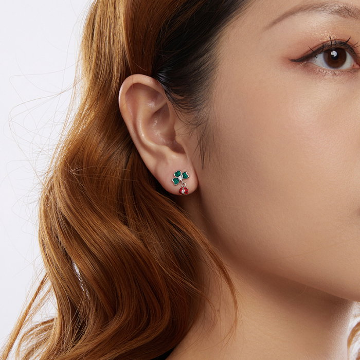 Cercei argint trifoi cu 4 foi si gargarita [15]