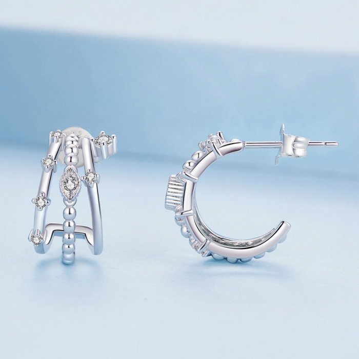 Cercei argint tripli cu zirconii [5]