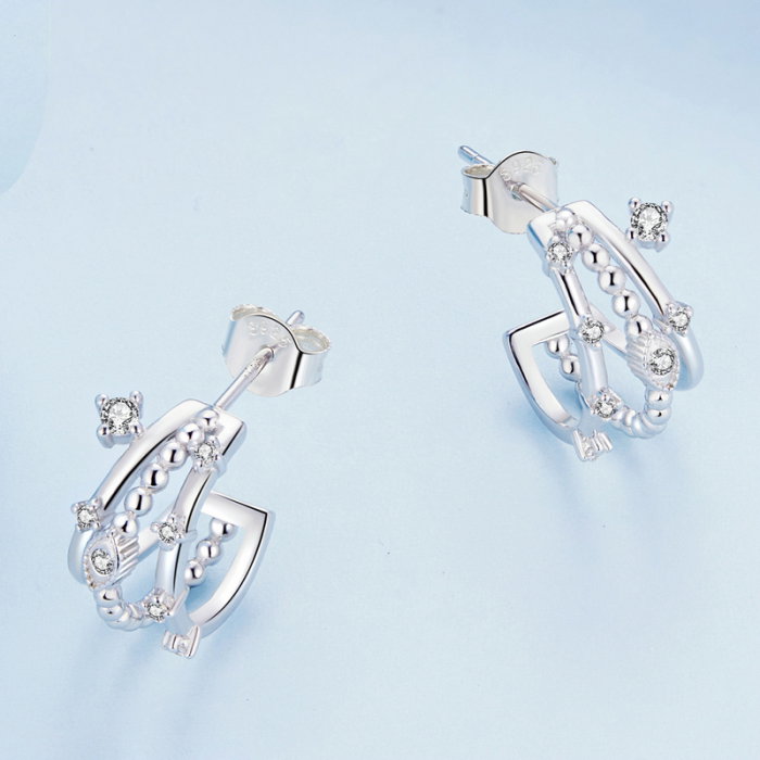 Cercei argint tripli cu zirconii [6]