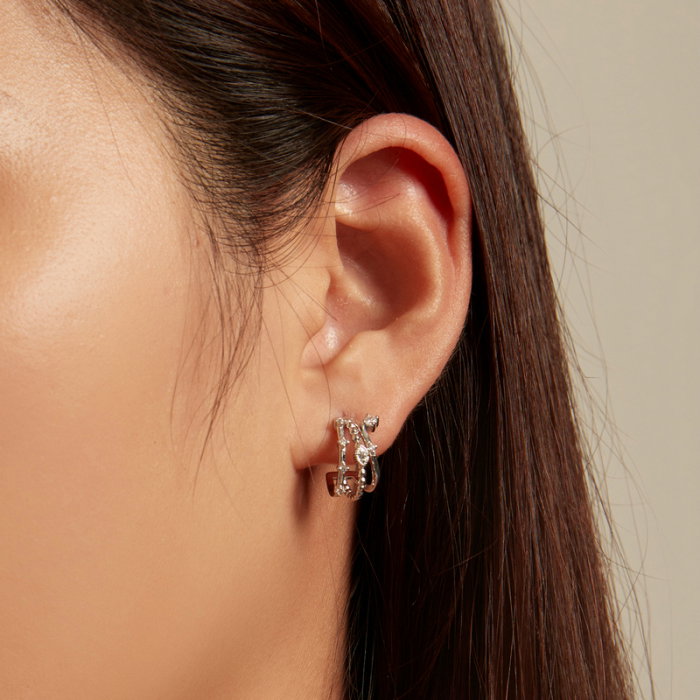 Cercei argint tripli cu zirconii [2]