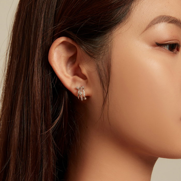 Cercei argint tripli cu zirconii [4]